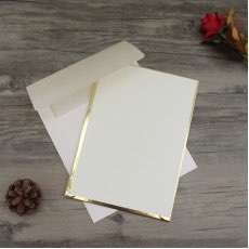 Insert Card Rectangle with Gold Edge Simple Style Invitation 